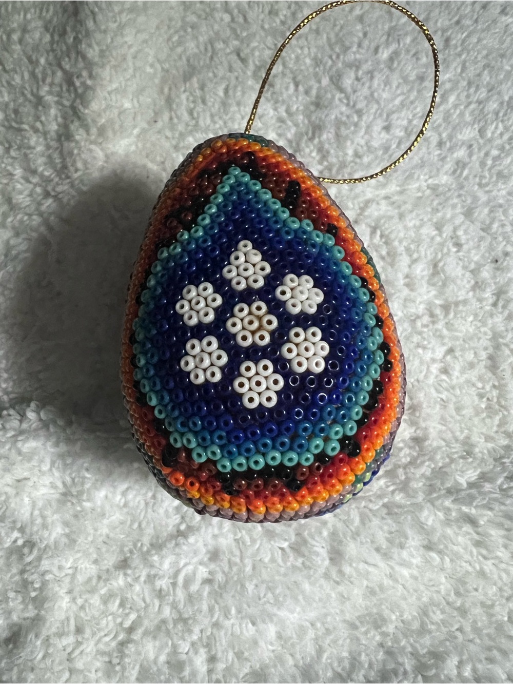 Huichol Handmade Beaded Teardrop Ornament - Multicolor